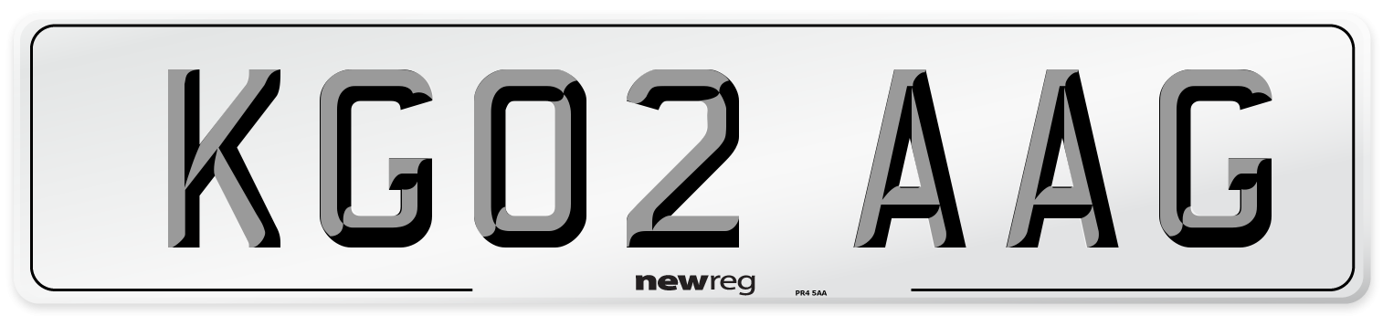 KG02 AAG Number Plate from New Reg